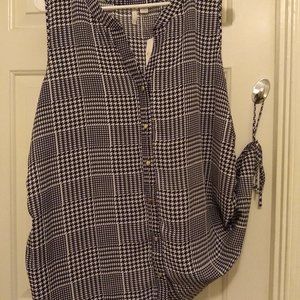 NWT CATO'S Black & White Rouched Blouse 18/20